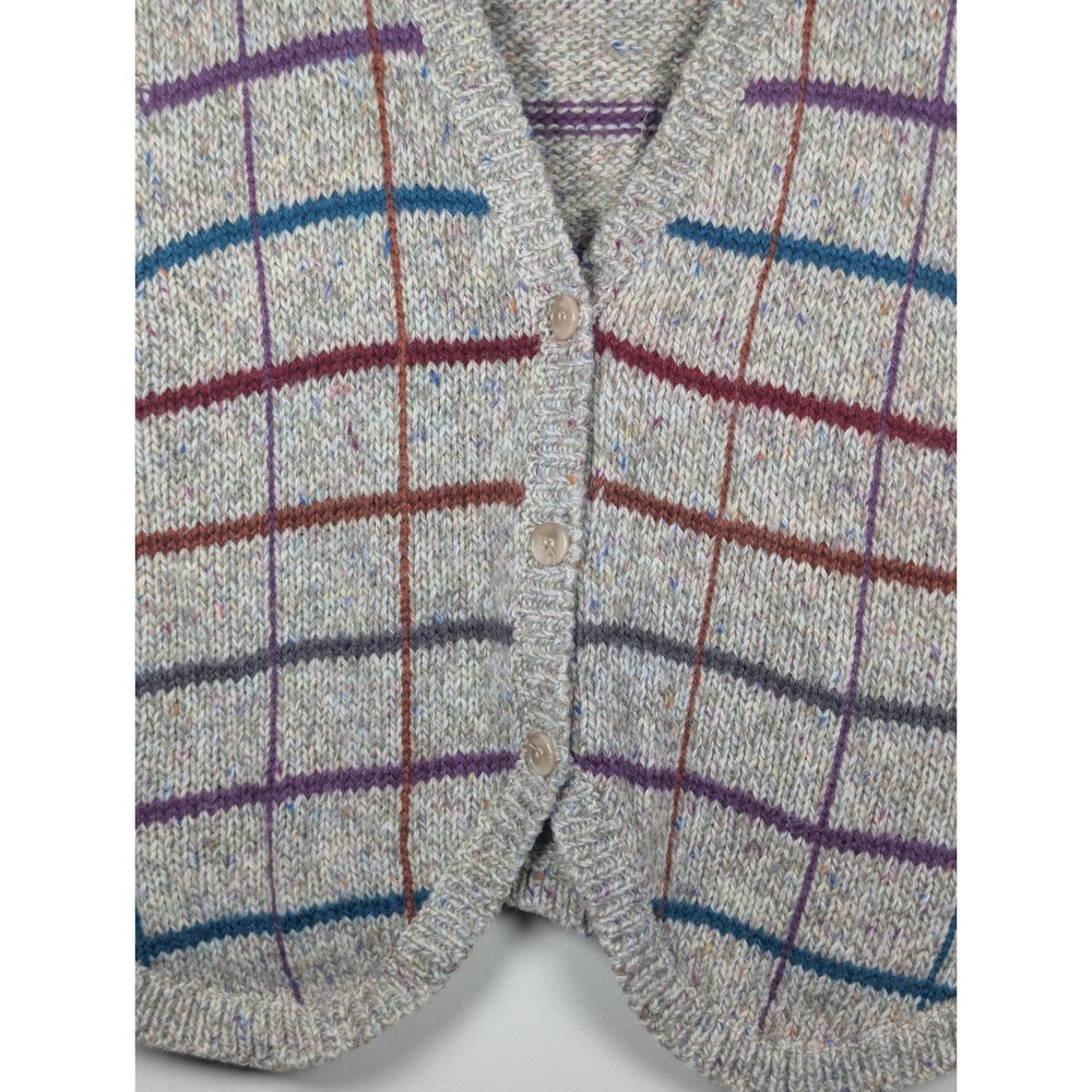 Shapely Knits Vintage Wool Blend Plaid Sweater Vest Tweed Donegal Fleck Gray M - Picture 5 of 7